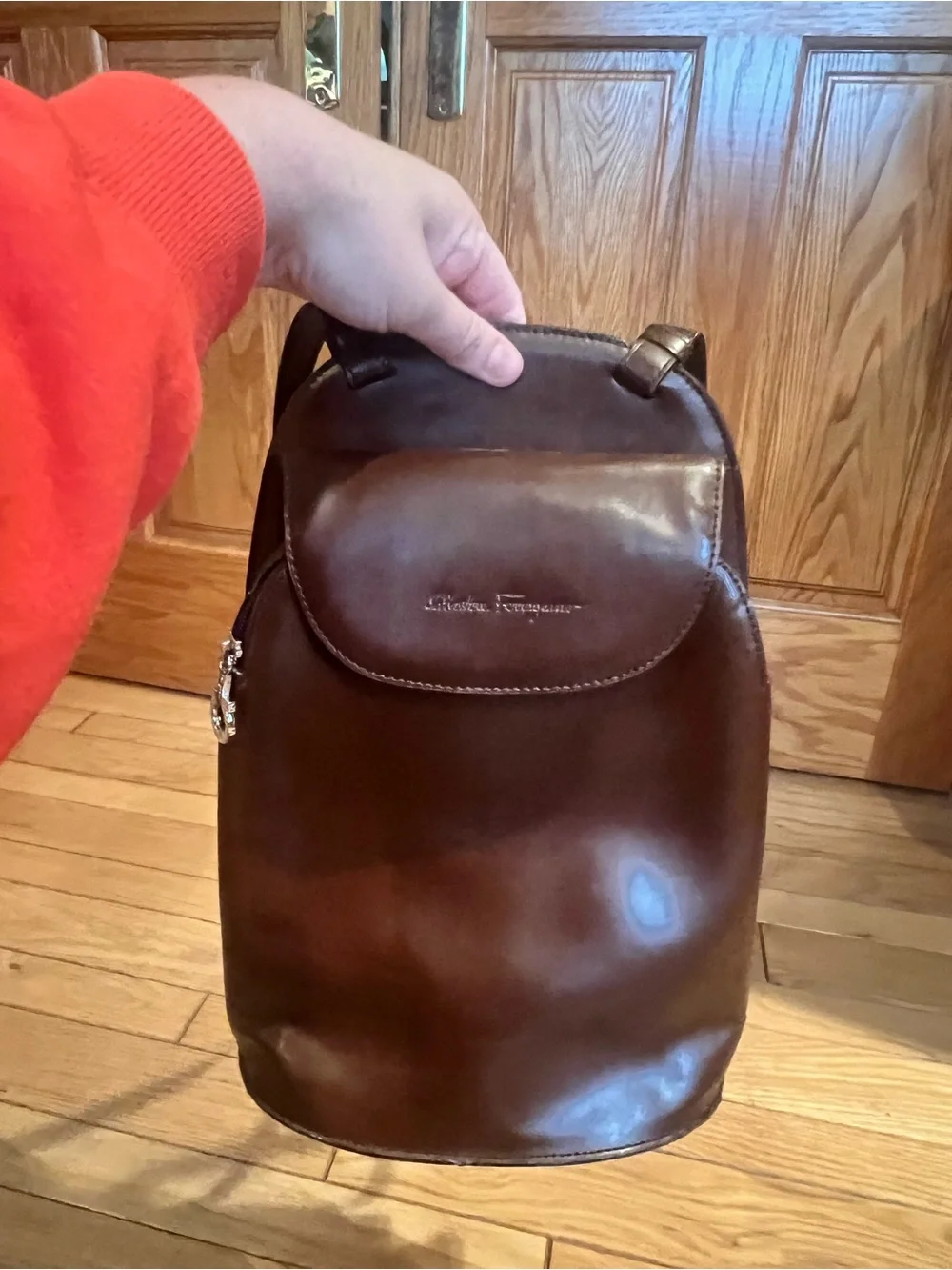 Salvatore Ferragamo - Vintage Brown Leather Backpack/Shoulder/Crossbody